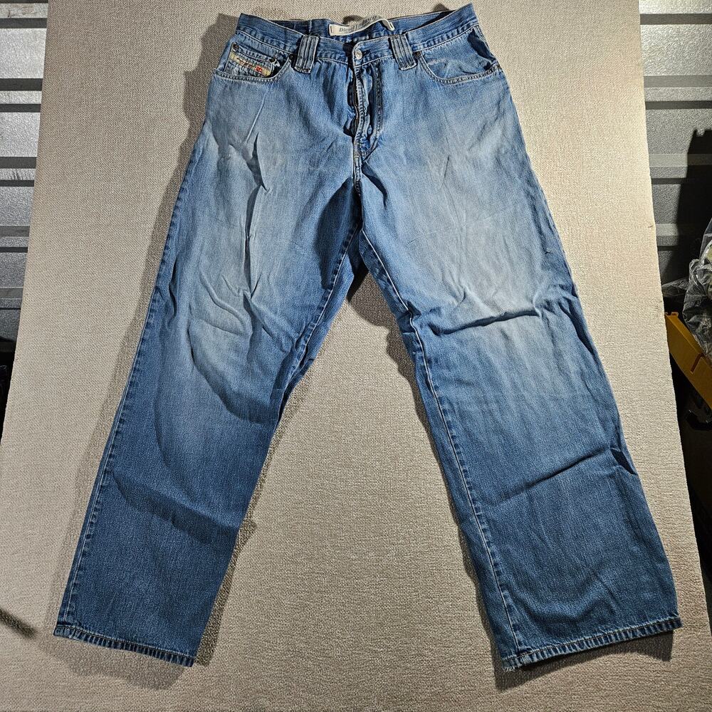 Vintage Diesel Jeans 34 Blue Made in Italy Y2K Denim Distressed Wide Leg